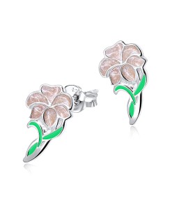 Hibiscus Blooming Silver Ear Stud STS-3469